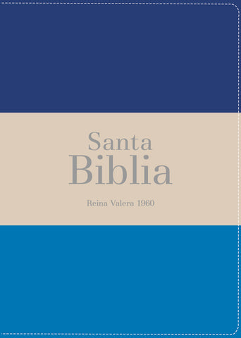 Image of Biblia RVR 1960 Bolsillo Símil Piel Tricolor Azul Oscuro Beige Azul Medio