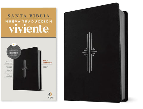 Image of Biblia NTV Ultrafina con Filament Negro Símil Piel