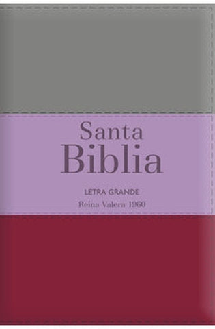 Image of Biblia RVR 1960 Letra Grande Tamaño Manual Tricolor Marrón Lila Claro Violeta con Cierre con Índice