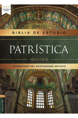 Biblia RVR 1977 de Estudio Patrística Negra Símil Piel con Índice