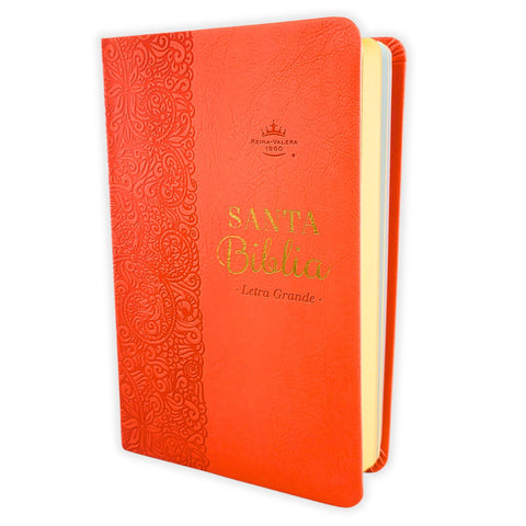 Image of Biblia RVR 1960 Tamaño Manual Letra Grande 12 pt SÍmil Piel Lila Morado con Cierre Bitono