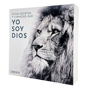 Cuadro de Sobremesa de Madera 17.8X17.8. Yo Soy Dios