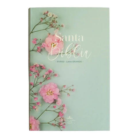 Image of Biblia RVR 1960 Letra Grande 12.5 puntos Tamaño Manual Tapa Flex Flores Turquesas