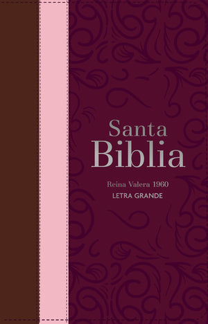 Biblia RVR 1960 Letra Grande Tamaño Manual Tricolor Guinda Palo Rosa Marrón con Cierre e Índice