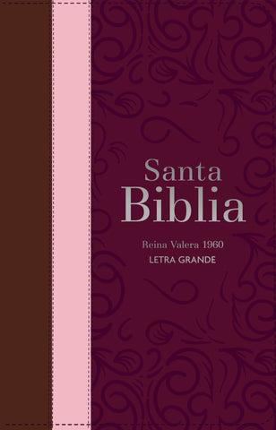 Image of Biblia RVR 1960 Letra Grande Tamaño Manual Tricolor Guinda Palo Rosa Marrón con Cierre e Índice