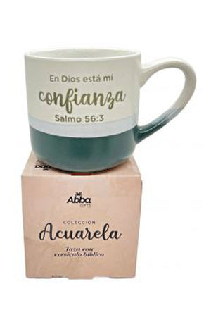 Taza 12 OZ Colección Acuarela: En Dios Está mi Confianza