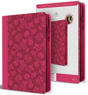 Biblia RVR 1960 Letra Gigante Tamaño Manual Símil Piel Rosada Cierre Índice