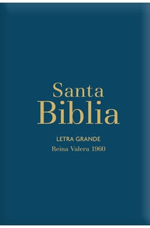 Biblia RVR 1960 Letra Grande Tamaño Manual Azul Acero con Cierre e Índice