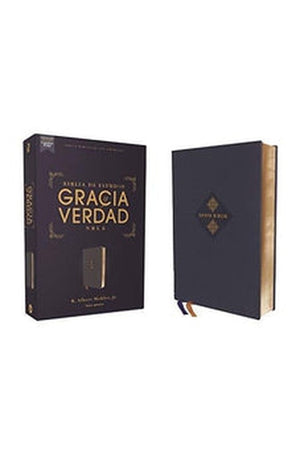 Biblia NBLA de Estudio Gracia y Verdad Piel Azul Marino Interior a dos Colores