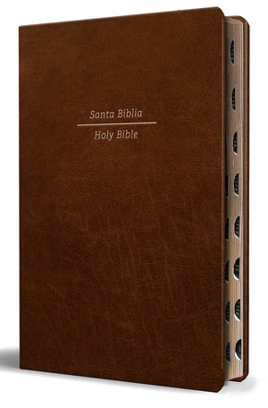 Biblia Bilingüe RVR 1960 ESV Letra Grande Símil Pile Marrón con Índice