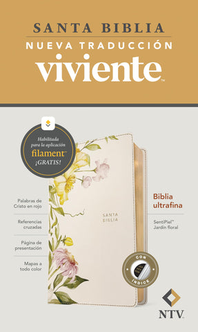 Image of Biblia NTV Ultrafina con Filament Símil Piel Jardín Floral Índice