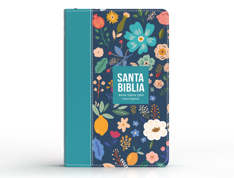 Image of Biblia RVR 1960 Letra Gigante 14 puntos Símil Piel Verde Turquesa con Cierre e Índice