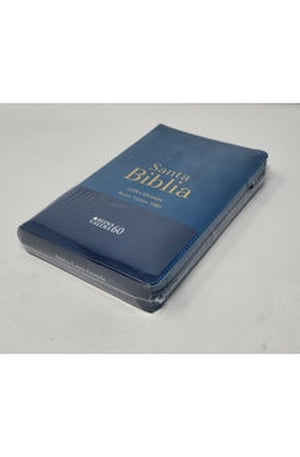 Biblia RVR 1960 Letra Grande Tamaño Manual Azul Acero con Cierre e Índice