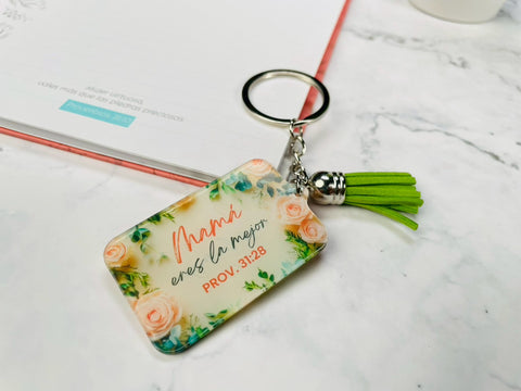 Image of Llavero Acrílico con Tassel. Mamá