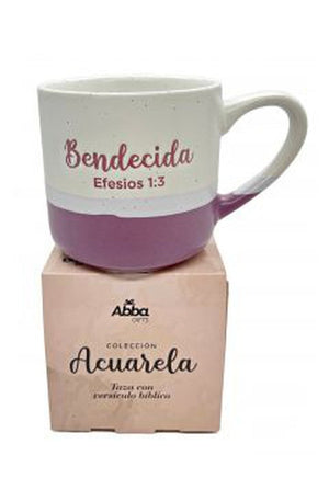Taza 12 OZ Colección Acuarela: Bendecida
