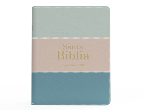 Image of Biblia RVR 1960 Bolsillo Símil Piel Tricolor Crema Verde Agua Esmeralda