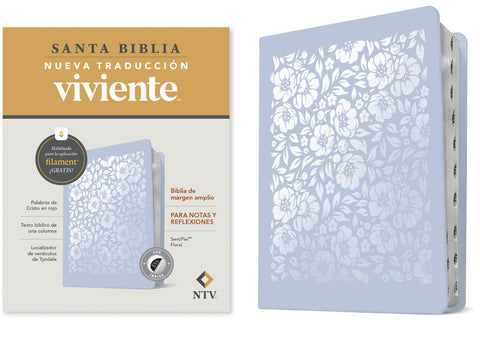Image of Biblia NTV Margen Amplio con Filament Símil Piel Floral Índice