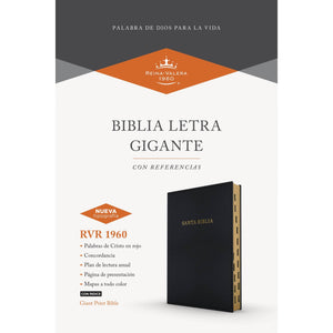 Biblia RVR 1960 Letra Gigante Negro Símil Piel con Índice