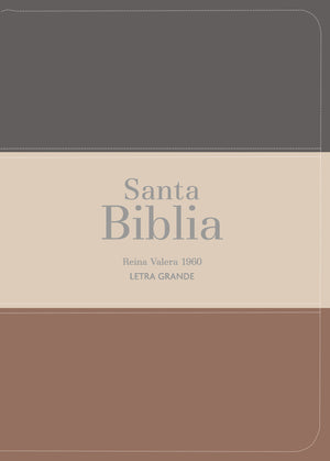 Biblia RVR 1960 Compacta Letra Grande 11 puntos Símil Piel Gris Beige Marrón