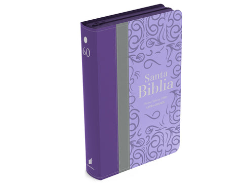 Image of Biblia RVR 1960 Letra Grande Tamaño Manual Tricolor Púrpura Gris Lila con Cierre e Índice