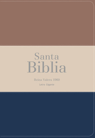 Image of Biblia RVR 1960 Letra Gigante 14 puntos Símil Piel Tricolor Marrón Beige Azul