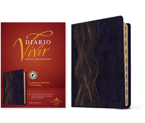 Image of Biblia RVR 1960 de Estudio del Diario Vivir Símil Piel Morado Oscuro Índice Letra Roja