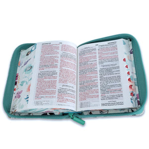 Biblia RVR 1960 Bolsillo Jardín Turquesa Símil Piel con Índice y Cierre