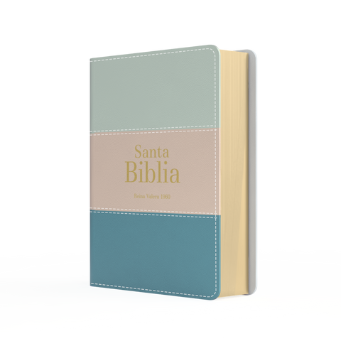 Image of Biblia RVR 1960 Bolsillo Símil Piel Tricolor Crema Verde Agua Esmeralda