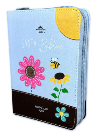 Biblia RVR 1960 Bolsillo Café Azul Símil Piel con Cierre