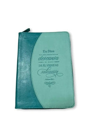 Libreta Imitación Piel Turquesa con Cierre: En Dios Descansa