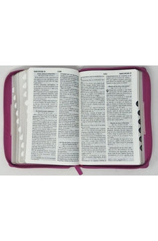 Image of Biblia RVR 1960 Letra Grande Tamaño Manual Tricolor Fucsia Palo Rosa Fucsia con Cierre con Índice