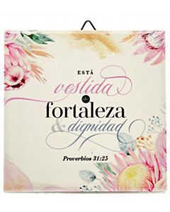 Plaqué Cerámico. Fortaleza y Dignidad Plaqué de Sobremesa Cerámico con Caja de Color. Tamaño: 95x95 Mm