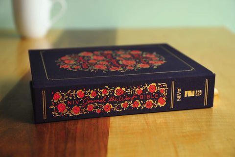 Image of NIV, JOURNAL THE WORD BIBLE FOR WOMEN, CLOTH OVER BOARD, NAVY, RED LETTER, COMFORT PRINT: 500+ PROMPTS TO ENCOURAGE JOURNALING AND REFLECTION