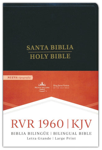 Image of Biblia RVR 1960 KJV Bilingüe Letra Grande Negro Símil Piel con Índice