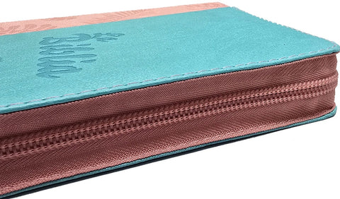 Image of Biblia TLA Mediana Letra Grande Símil Piel Verde Menta Rosa Hojas