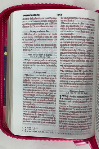 Image of Biblia RVR 1960 Bolsillo Fucsia Lila Rosa Símil Piel con Cierre