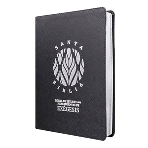 Biblia RVR 1965 de Estudio Exégesis Grande Letra Mediana Símil Piel Negro/Sello Plata