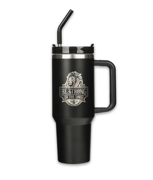 Be Strong in the Lord Black 40 Oz Tumbler with Straw - Ephesians 6:10