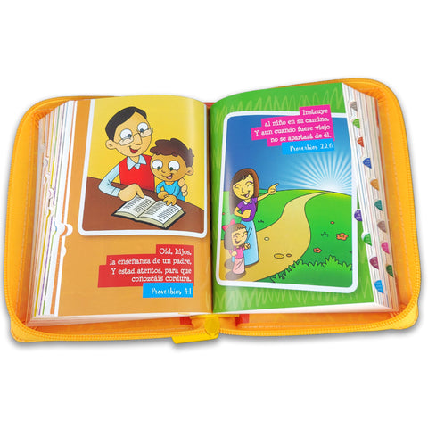 Image of Biblia RVR 1960 para Niños mi Gran Viaje Naranja Símil Piel con Índice y Cierre