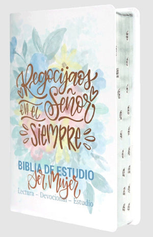 Biblia RVR 1960 de Estudio Ser Mujer Flores Piel con Índice