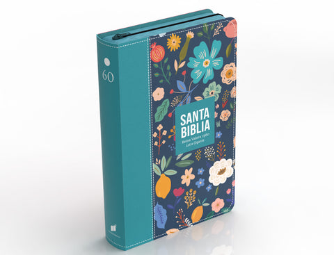 Image of Biblia RVR 1960 Letra Gigante 14 puntos Símil Piel Verde Turquesa con Cierre e Índice