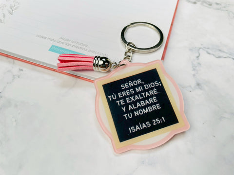 Image of Llavero Acrílico con Tassel. Señor tú eres mi Dios