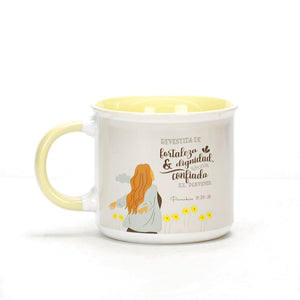 Taza 18 OZ Colección Mujer Virtuosa Revestida de Fuerza y Dignidad