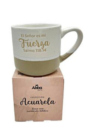 Taza 12 OZ Colección Acuarela: El Señor Es mi Fuerza