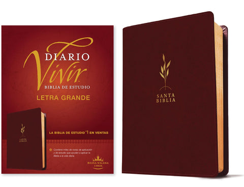 Image of Biblia RVR 1960 de Estudio del Diario Vivir Letra Grande Símil Piel Vino Tinto Letra Roja