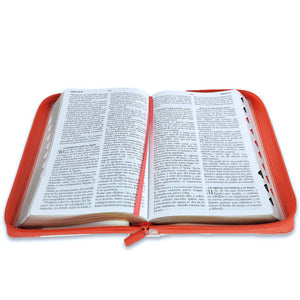 Biblia RVR 1960 Letra Grande Tamaño Manual Tricolor Blanco Coral Pájaros Símil Piel con Índice y Cierre