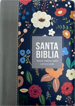 Biblia RVR 1960 Compacta Letra Grande 11 puntos Símil Piel plomo con Cierre y Índice