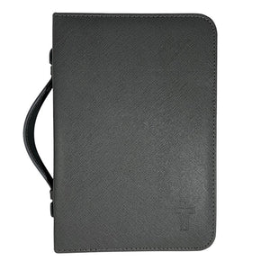 Forro de Biblia Grande Texturizada Gris con Cruz