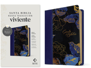Biblia NTV Manual Letra Grande con Filament Símil Piel Azul Oscuro Letra Roja