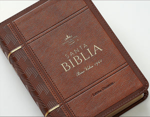 Biblia RVR 1960 Letra Grande Tamaño Manual Neoclassic Café Claro Símil Piel